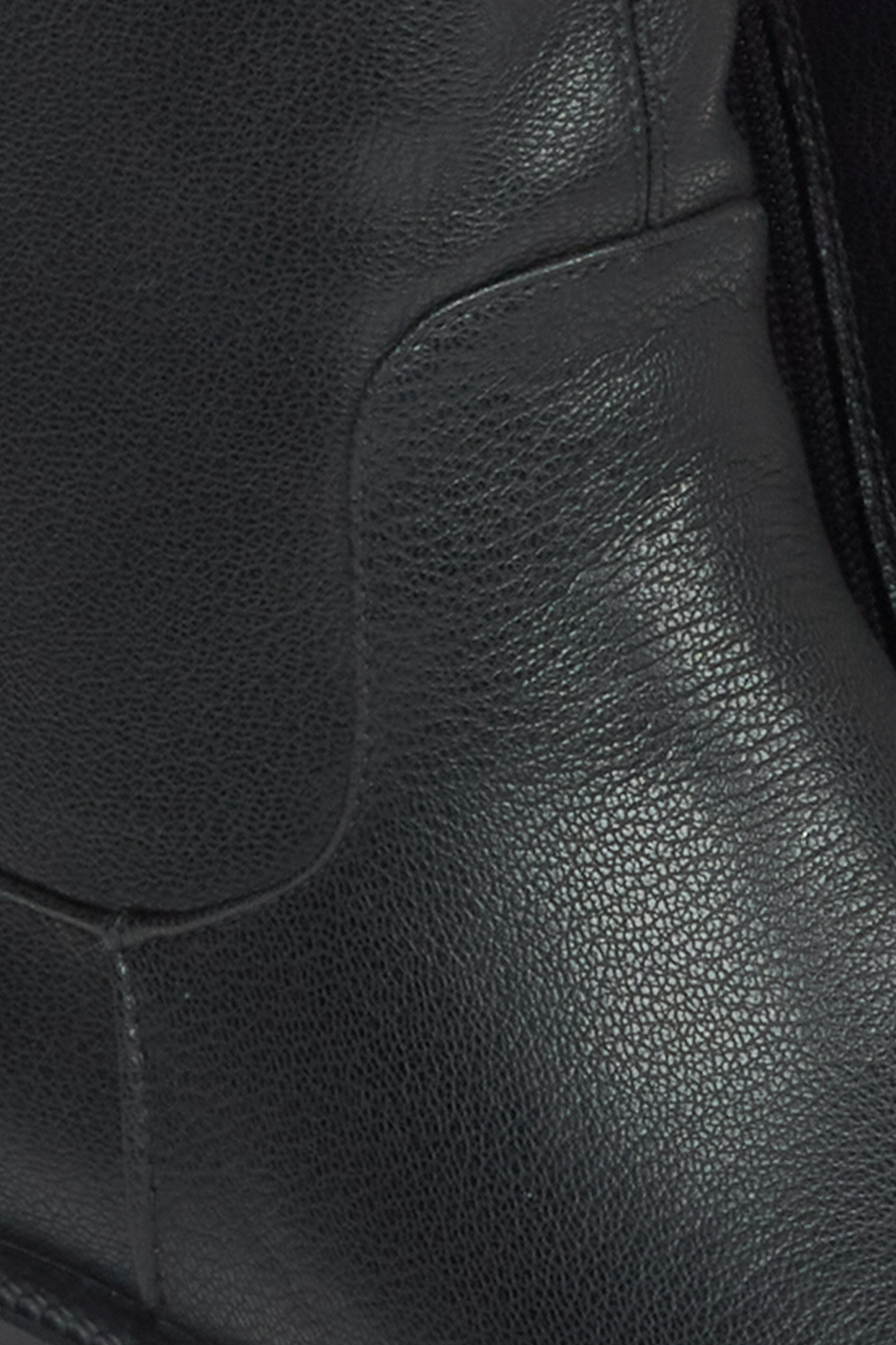 Women's Black Genuine Leather Wide-Calf Knee-High Boots - details.