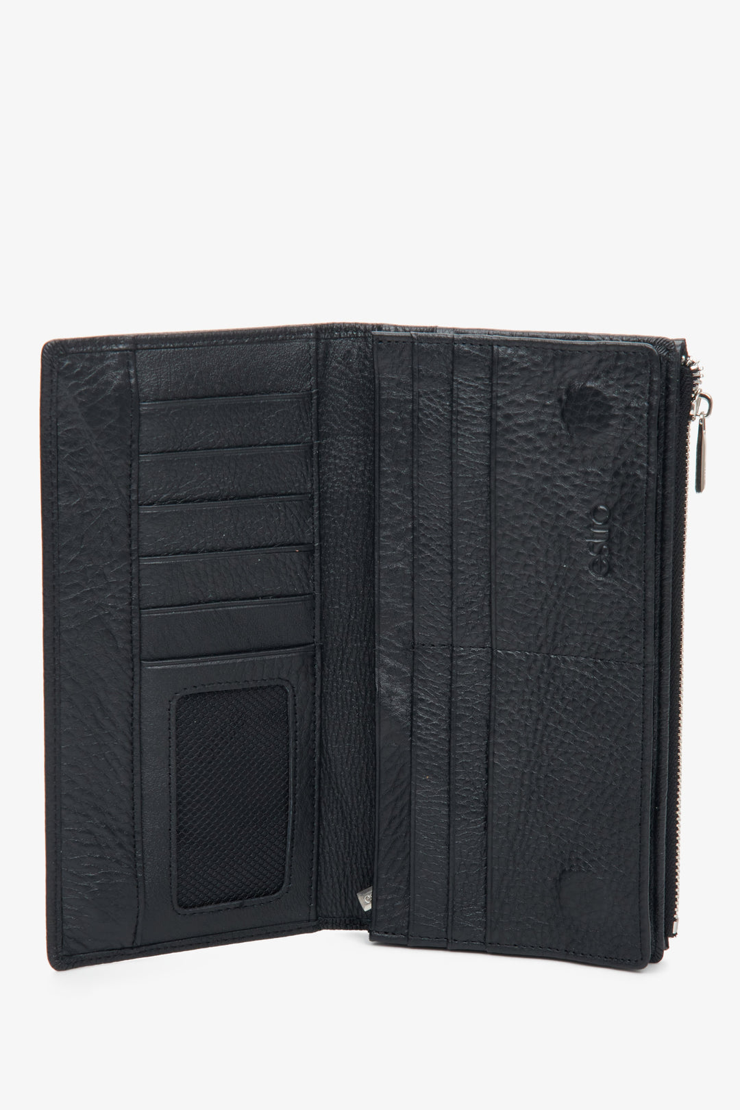 Estro men's black leather wallet - interior of the model.