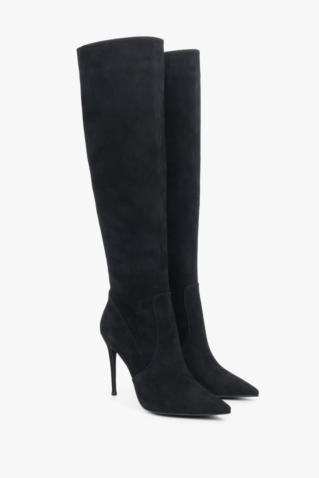 Black velour knee-high boots Estro.