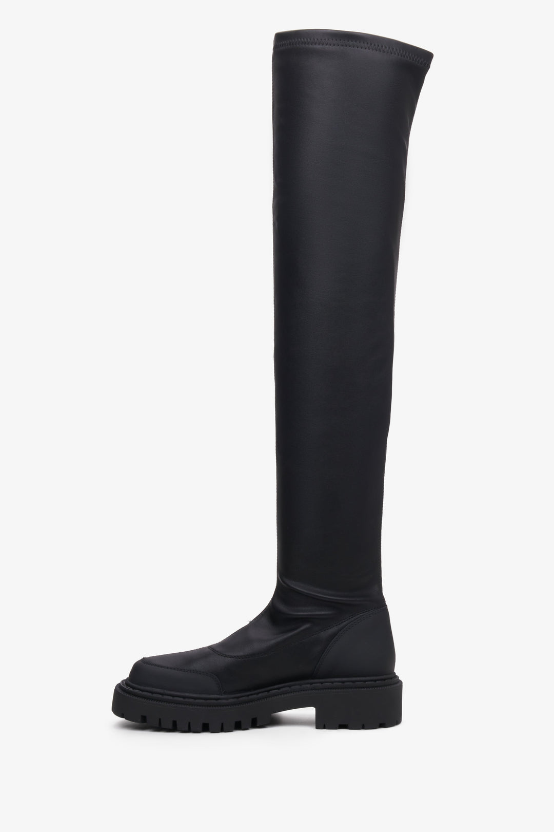 Estro women's black boots with elastic shaft - shoe profile.
