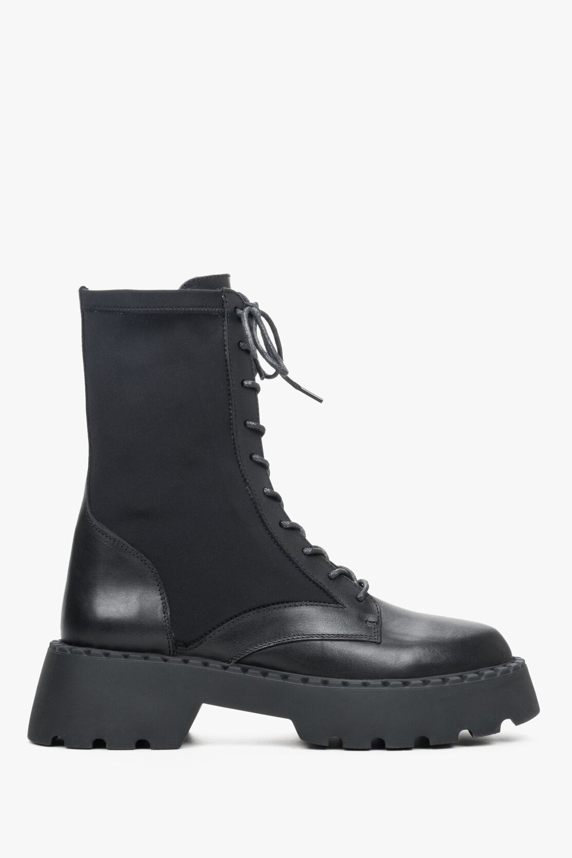 Women's Black Boots with Elastic Leather Upper Estro ER00111823.