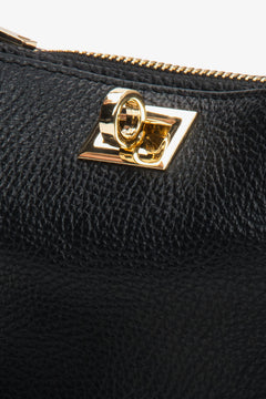 Small black women's premium crossbody bag – estro, genuine leather.