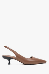 Women's Brown Leather Slingback Pumps with a Low Heel Estro ER00116927.