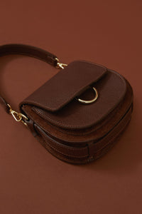 Italian Leather Small Saddle Brown Crossbody Bag Estro ER00114083