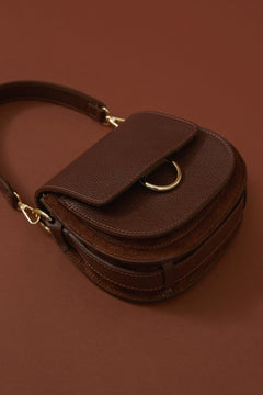 Italian Leather Small Saddle Brown Crossbody Bag Estro ER00114083