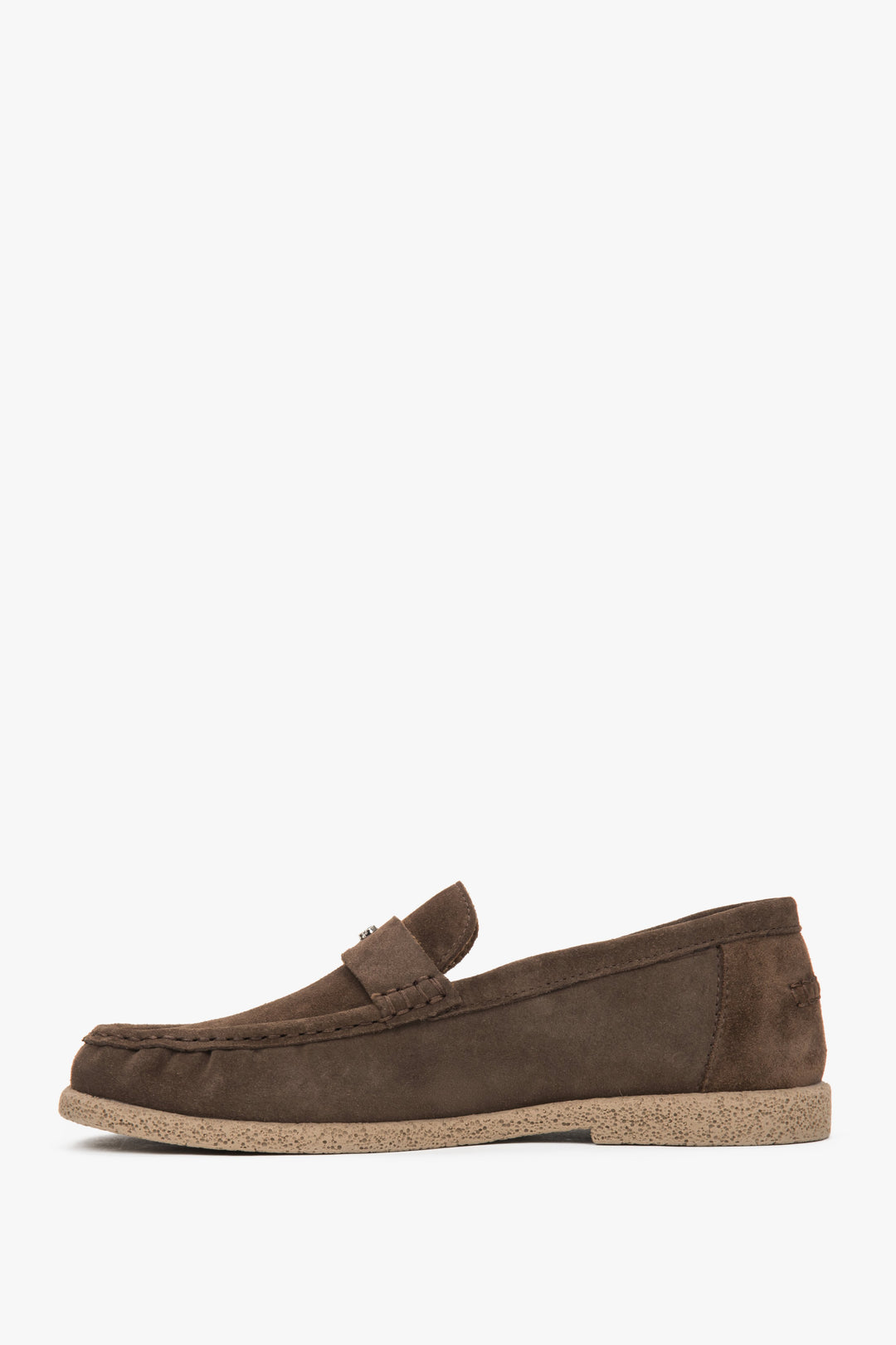A pair of women's brown loafers featuring a versatile fold-down heel and a premium Italian velour upper.