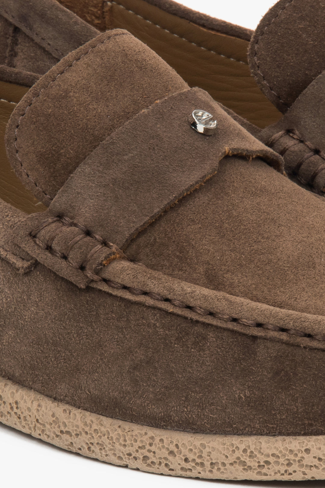 Premium Italian genuine velour crafted into women's brown loafers with a functional fold-down heel.