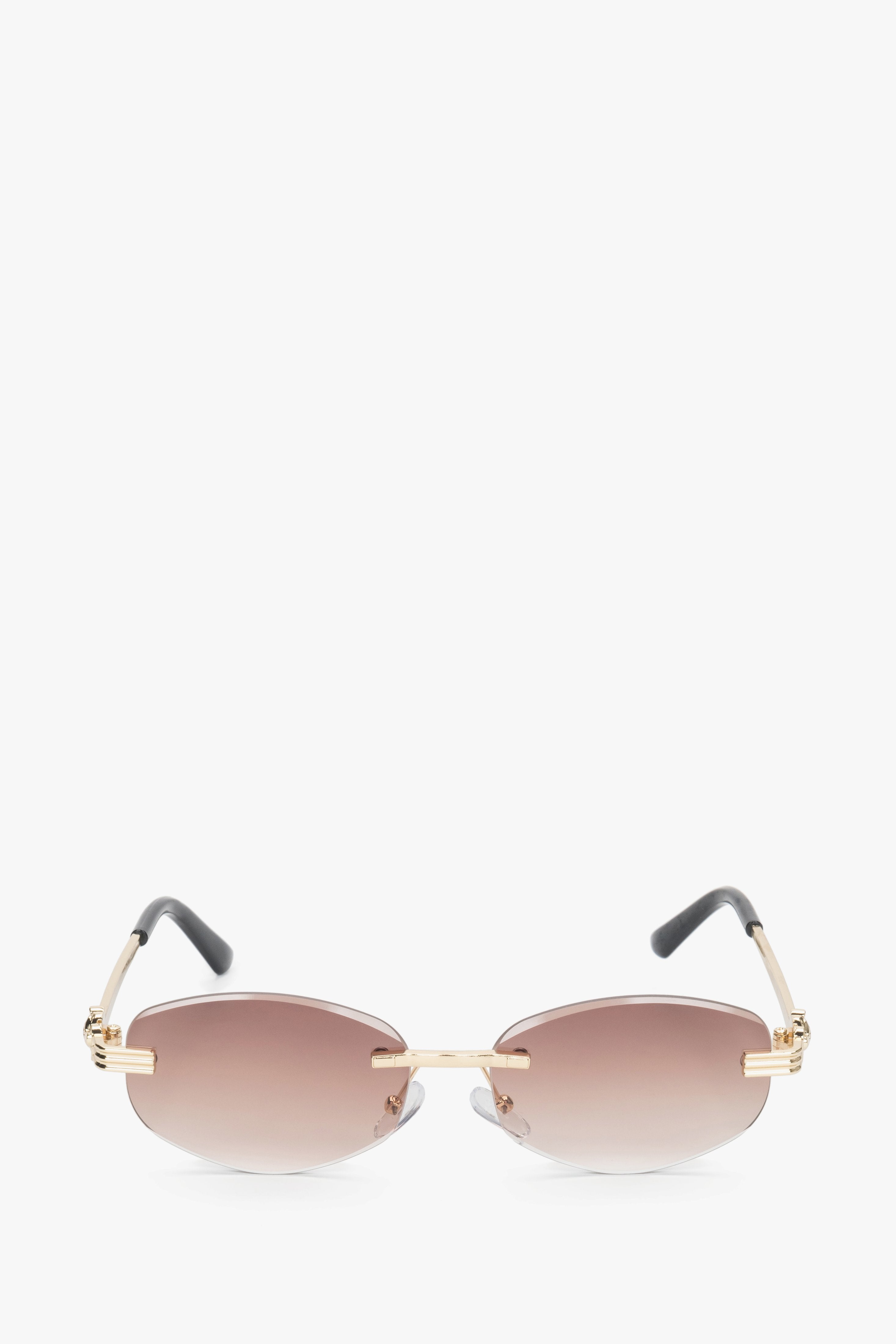 Women's Oval Rimless Sunglasses in Brown and Gold Estro ER00119100.