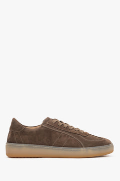 Women's Brown Low-Top Sneakers in Premium Italian Velour Estro ER00118122.