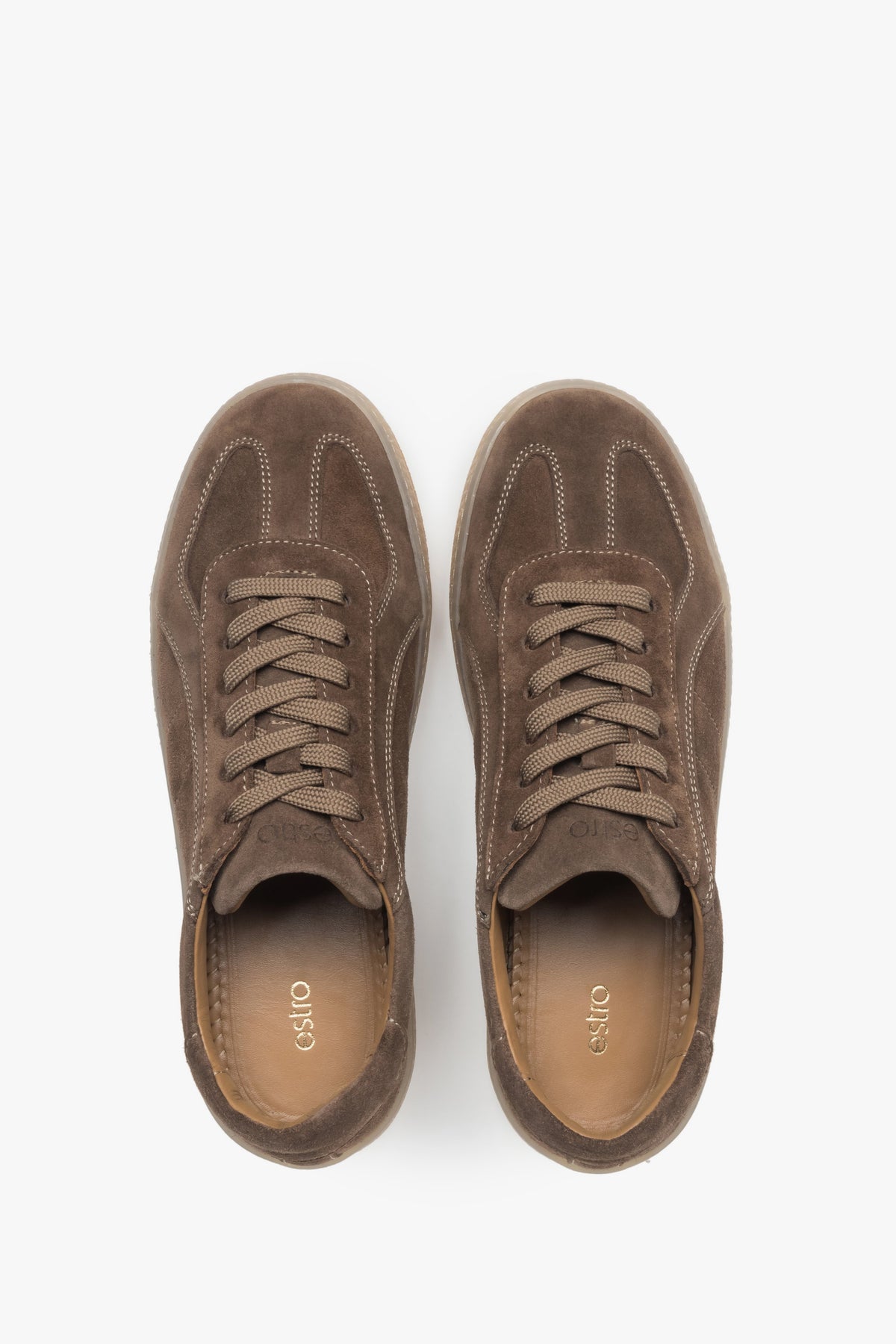 Brown sneakers for women, featuring an upper of premium Italian genuine velour.