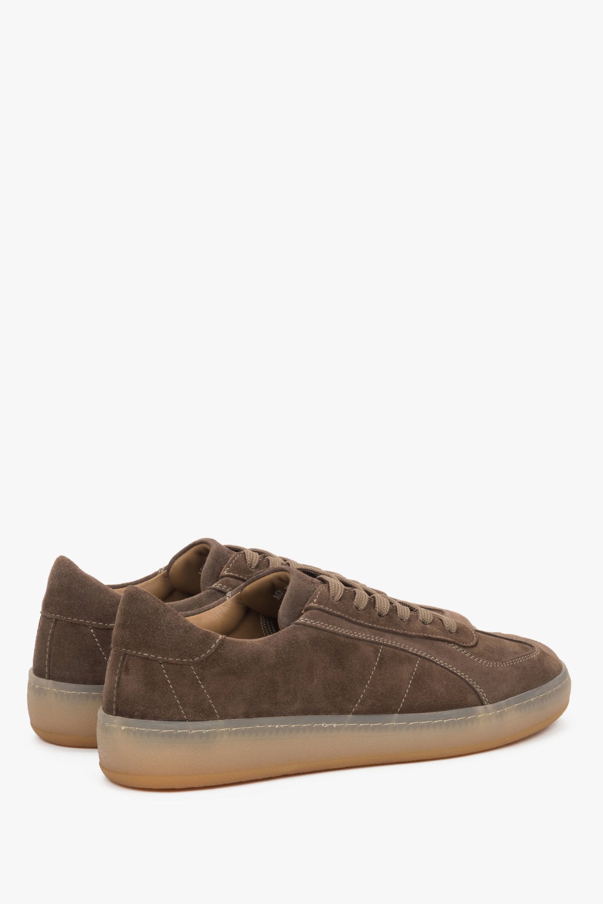 Premium Italian genuine velour used for women's brown sneakers.