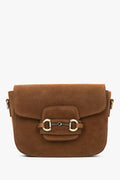 Women's Brown Shoulder Bag made of Genuine Italian Premium Velour Estro ER00118558.