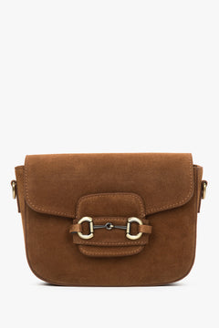 Women's Brown Shoulder Bag made of Genuine Italian Premium Velour Estro ER00118558.