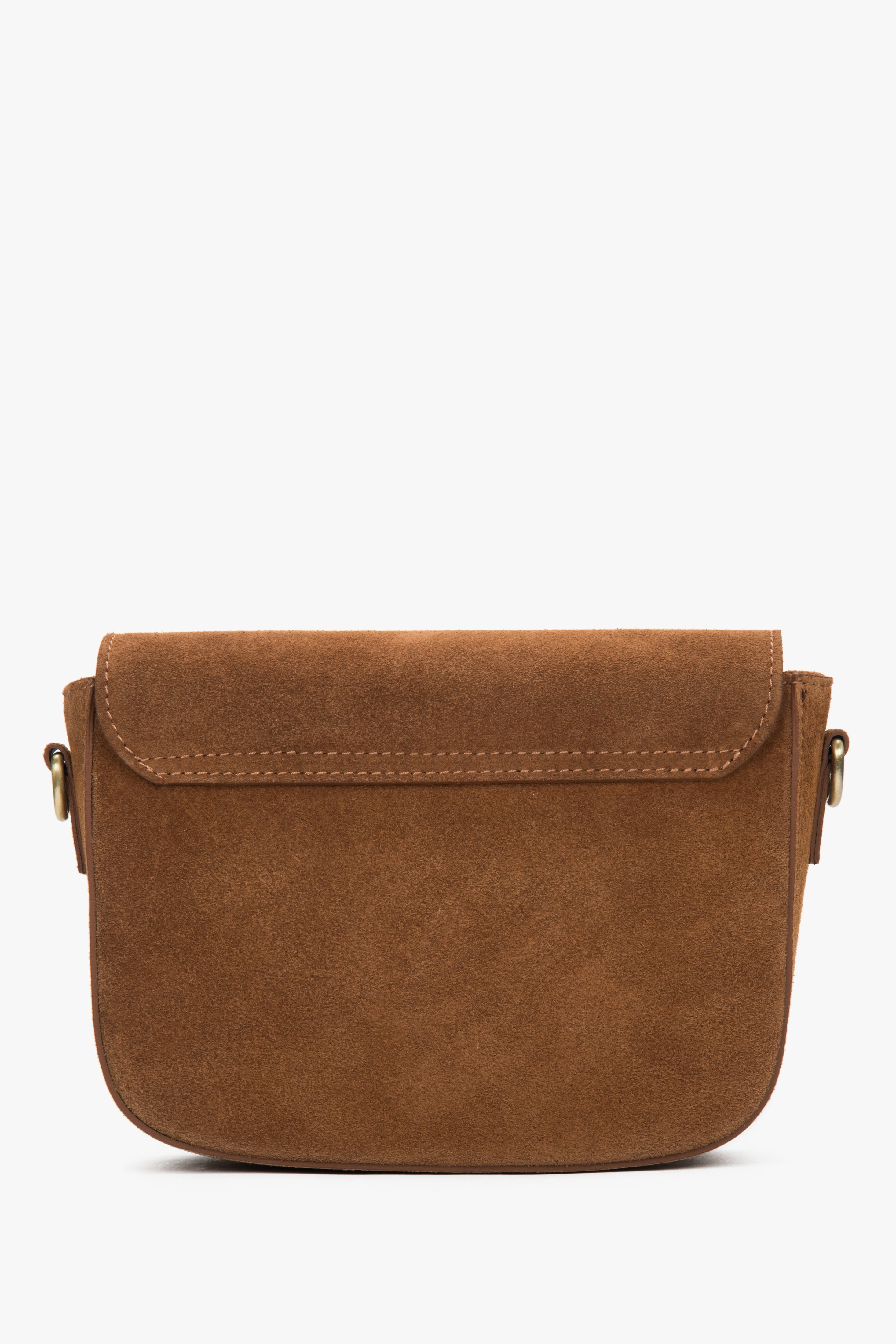 Women's brown shoulder bag by Estro, made of genuine Italian premium velour.