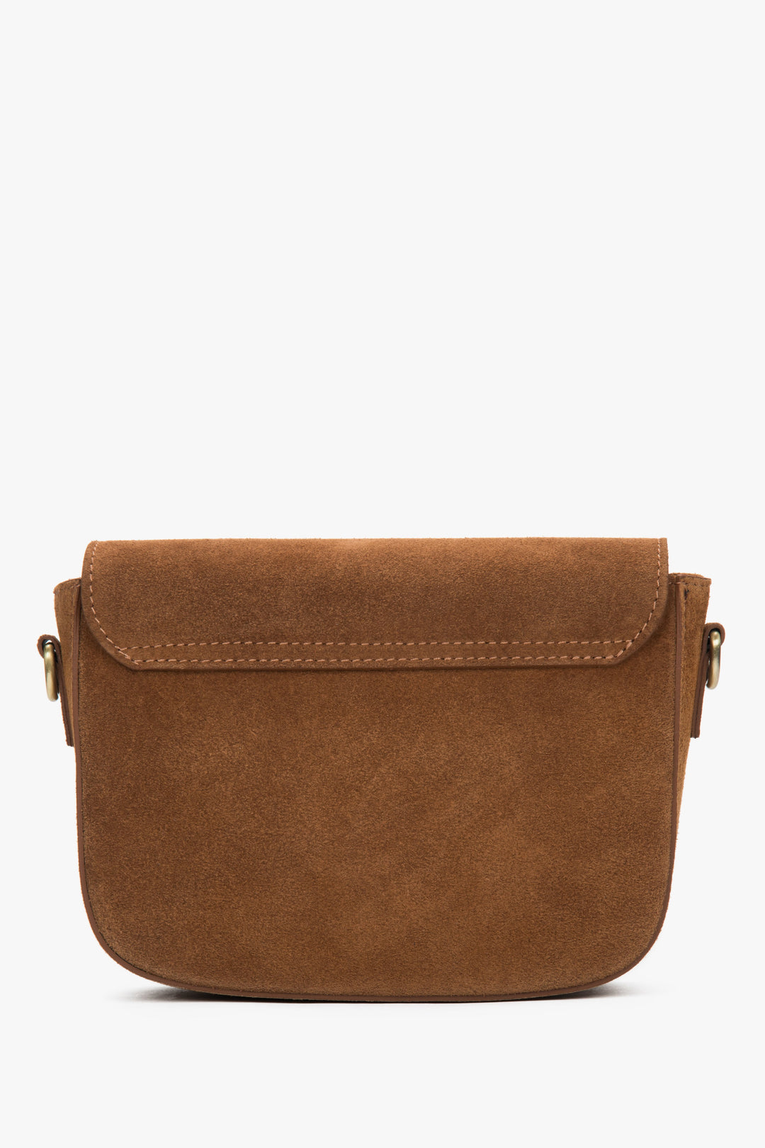 Women's brown shoulder bag by Estro, made of genuine Italian premium velour.