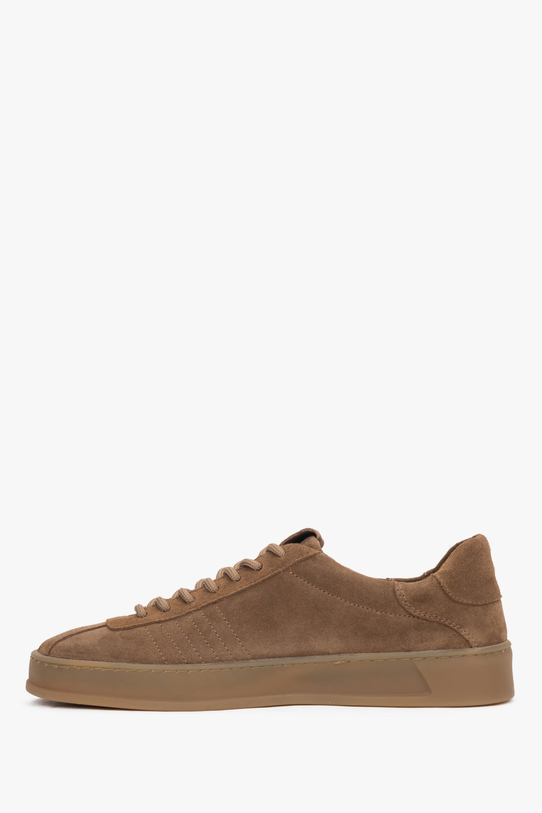 A pair of brown women's sneakers crafted from premium Italian genuine velour.