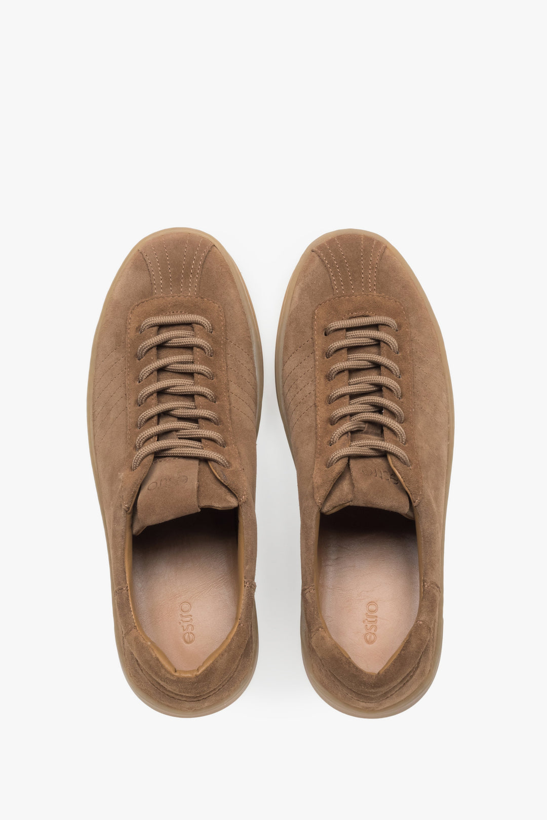 Brown sneakers for women, featuring an upper of premium Italian genuine velour.