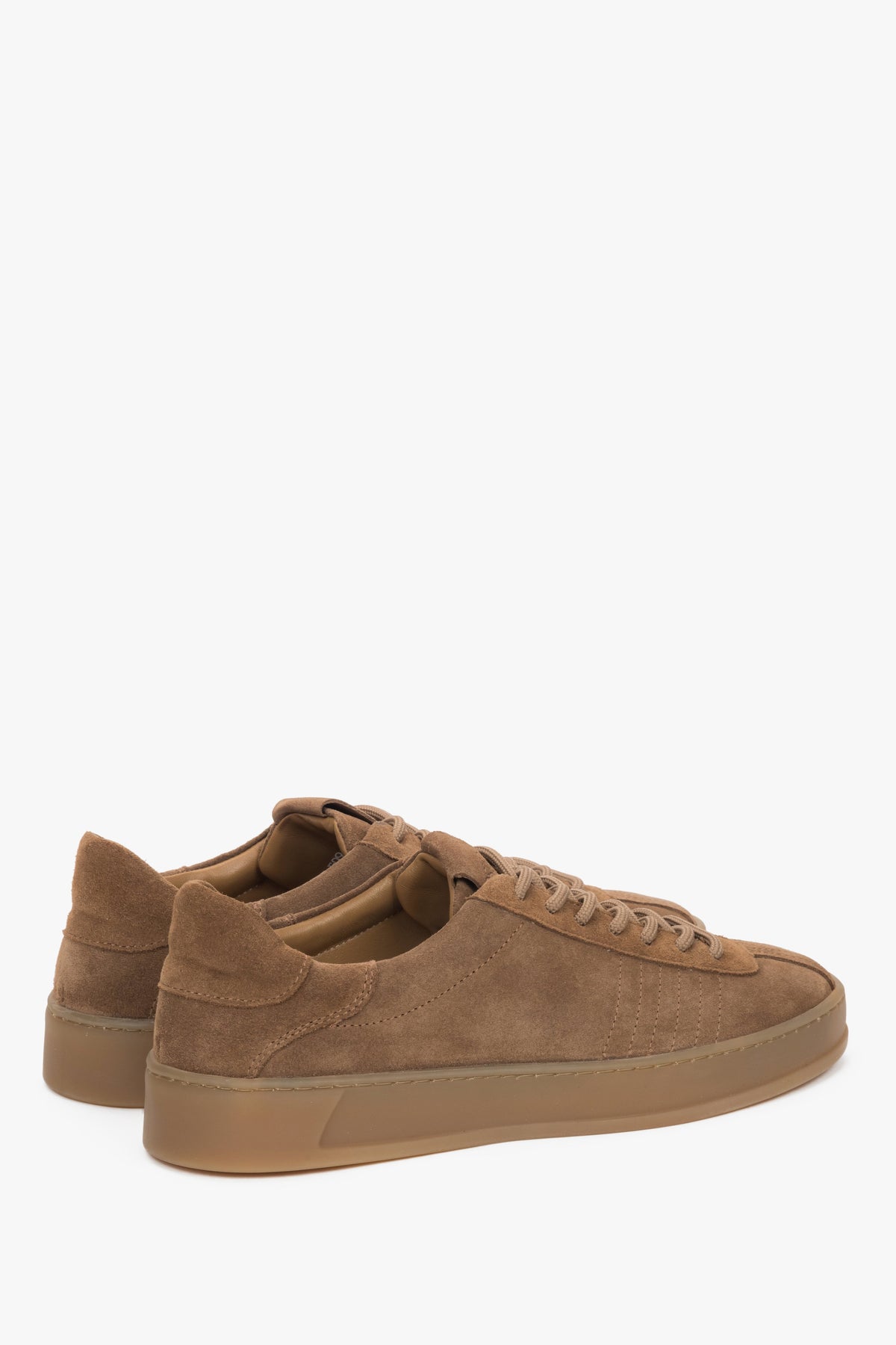 Side profile of brown women's sneakers, highlighting the texture of the premium Italian velour.