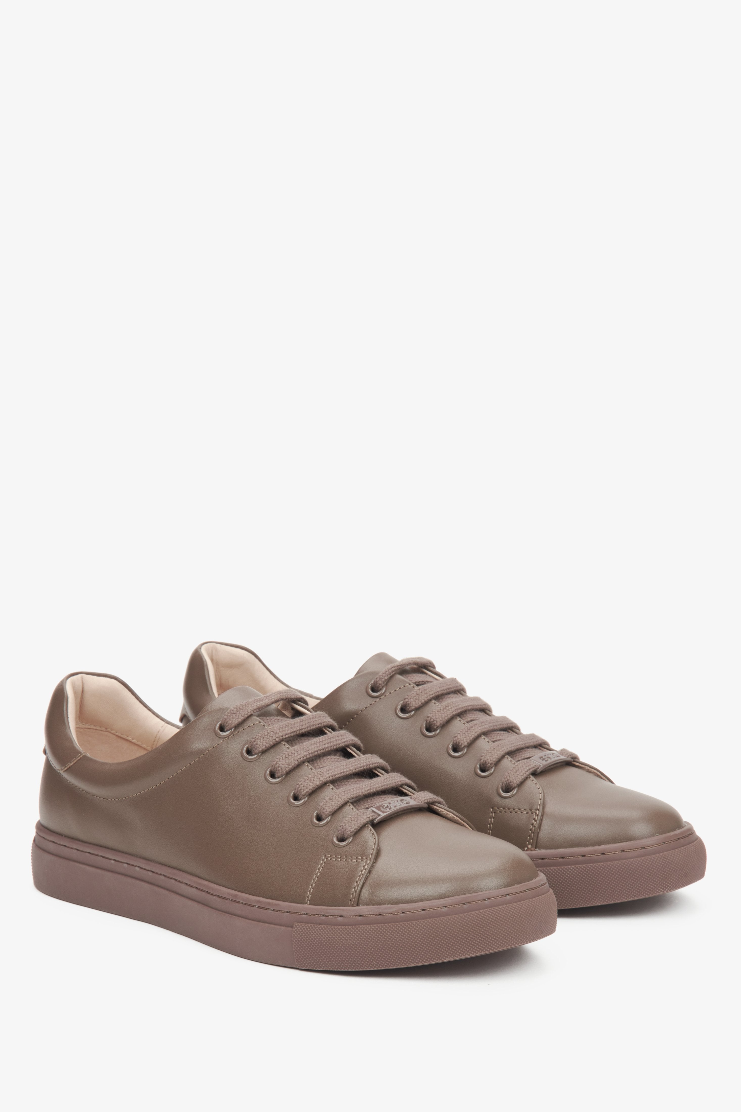 Brown Low-Top Sneakers for Women Crafted from Leather by Estro