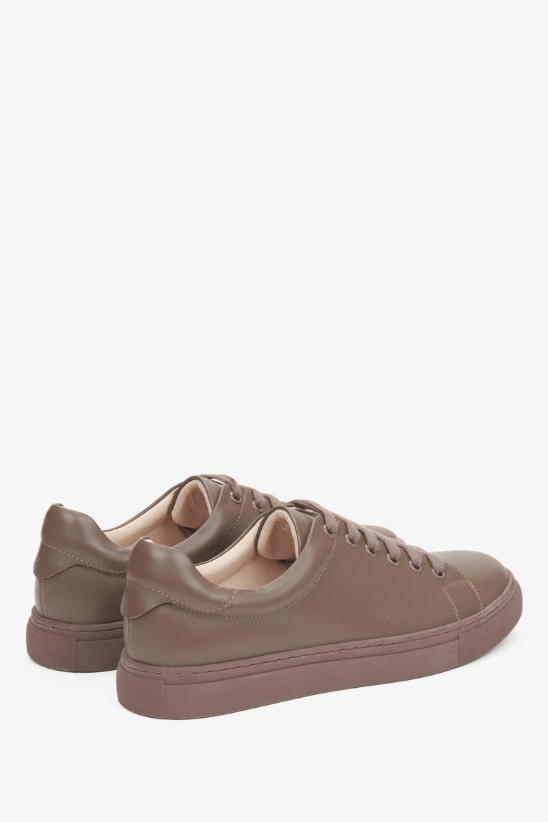 Stylish Brown Low-Top Leather Sneakers for Women by Estro