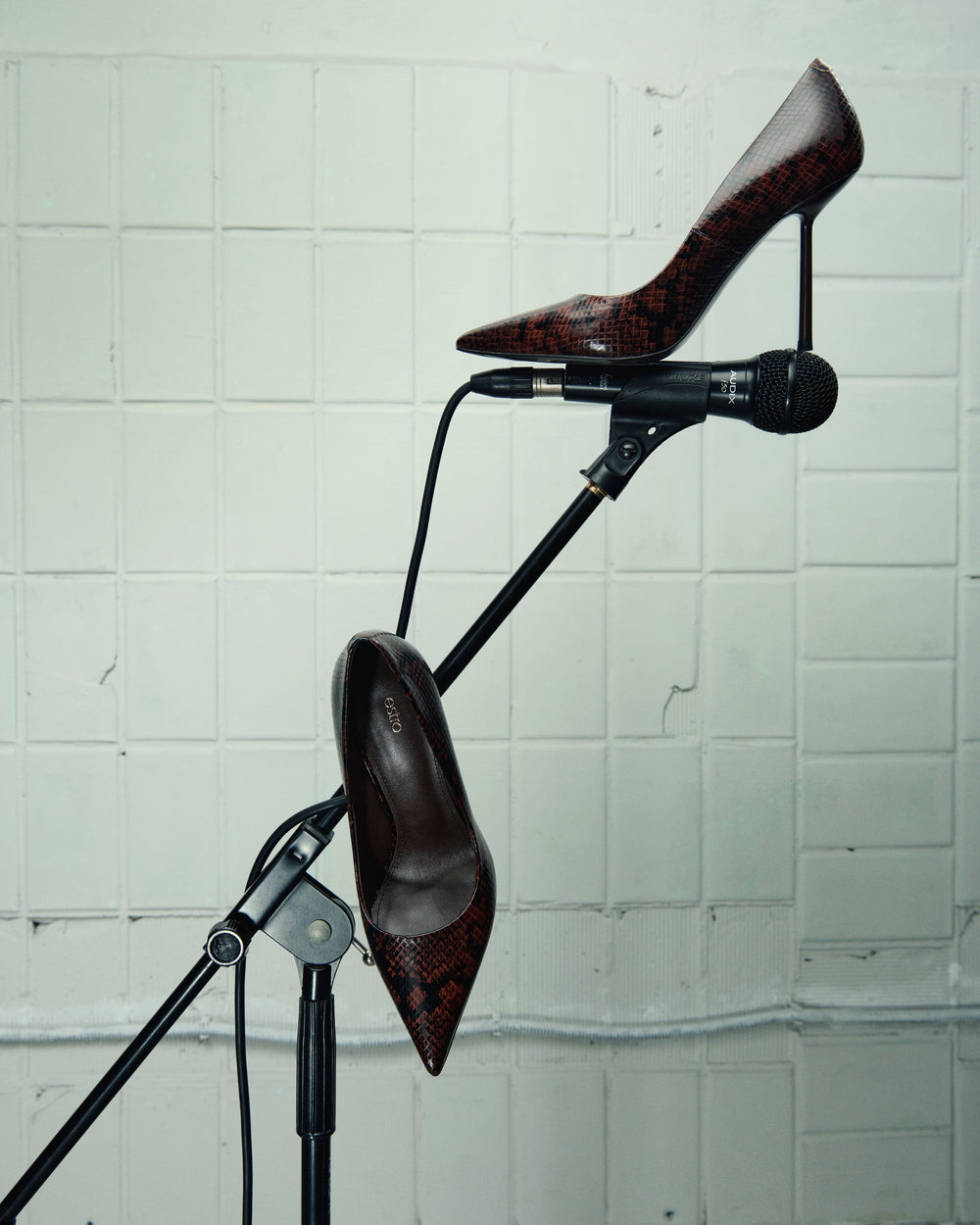 Women's Brown High Heels with a Faux Snakeskin Pattern Estro ER00118167.