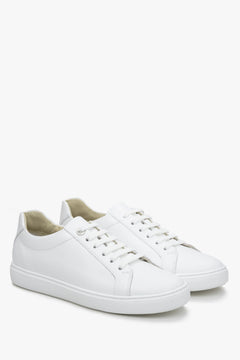 Women's White Low-Top Sneakers made of Genuine Leather Estro.