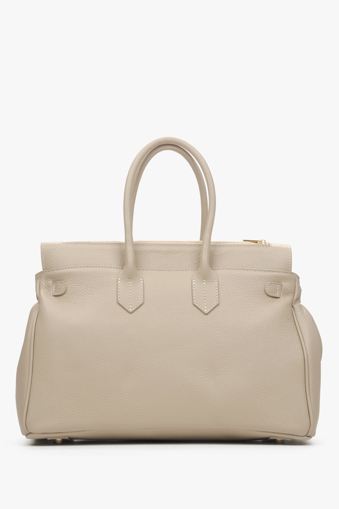 Stylish women's satchel in beige, crafted from high-quality Italian genuine  leather, offered by Estro in their premium line.