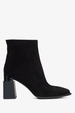 Women's Black High Heel Ankle Boots made of Genuine Velour and Insulation Estro ER00115877.