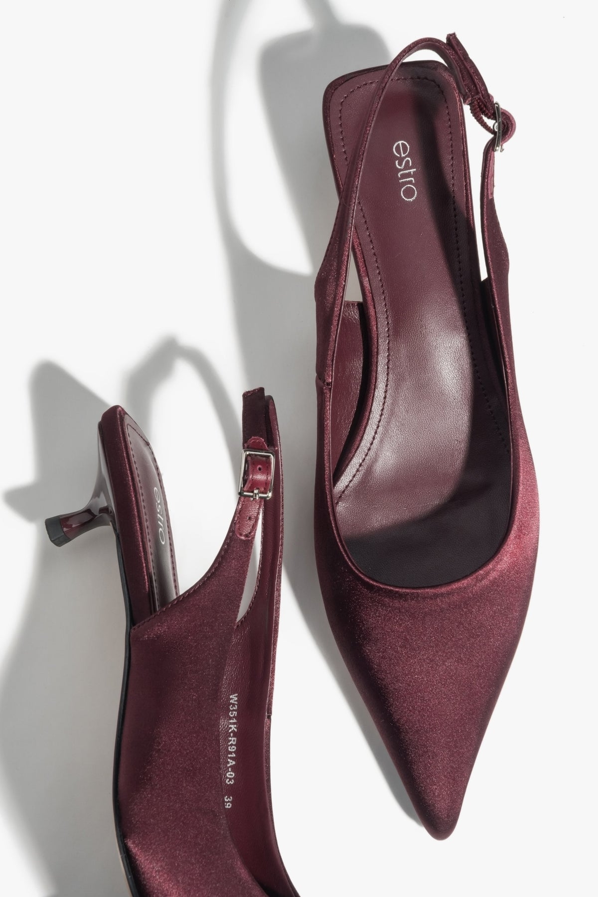 Burgundy Women’s Slingback Pumps with Low Heel Estro ER00117209.