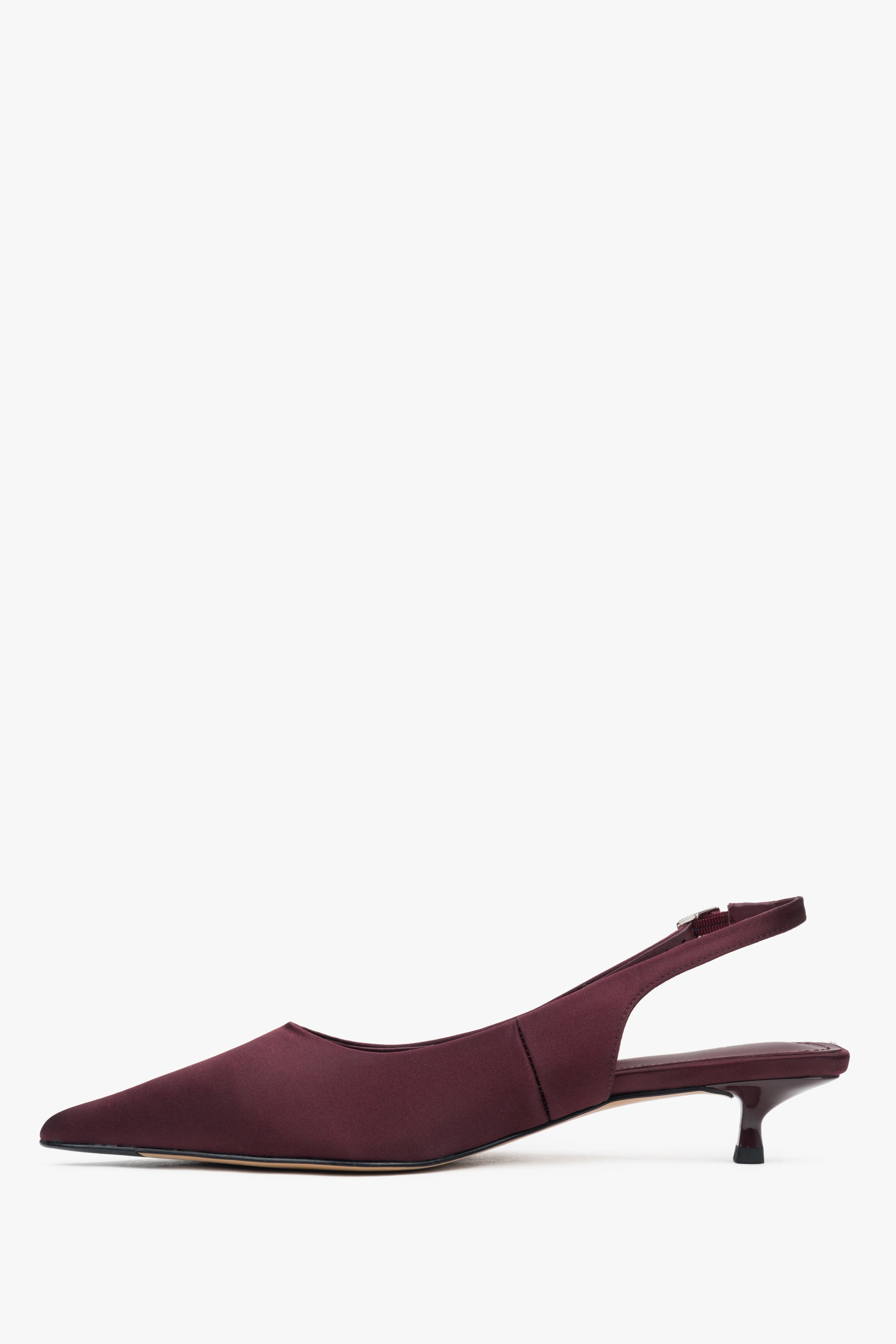 Women’s burgundy slingback pumps with a low heel by estro.