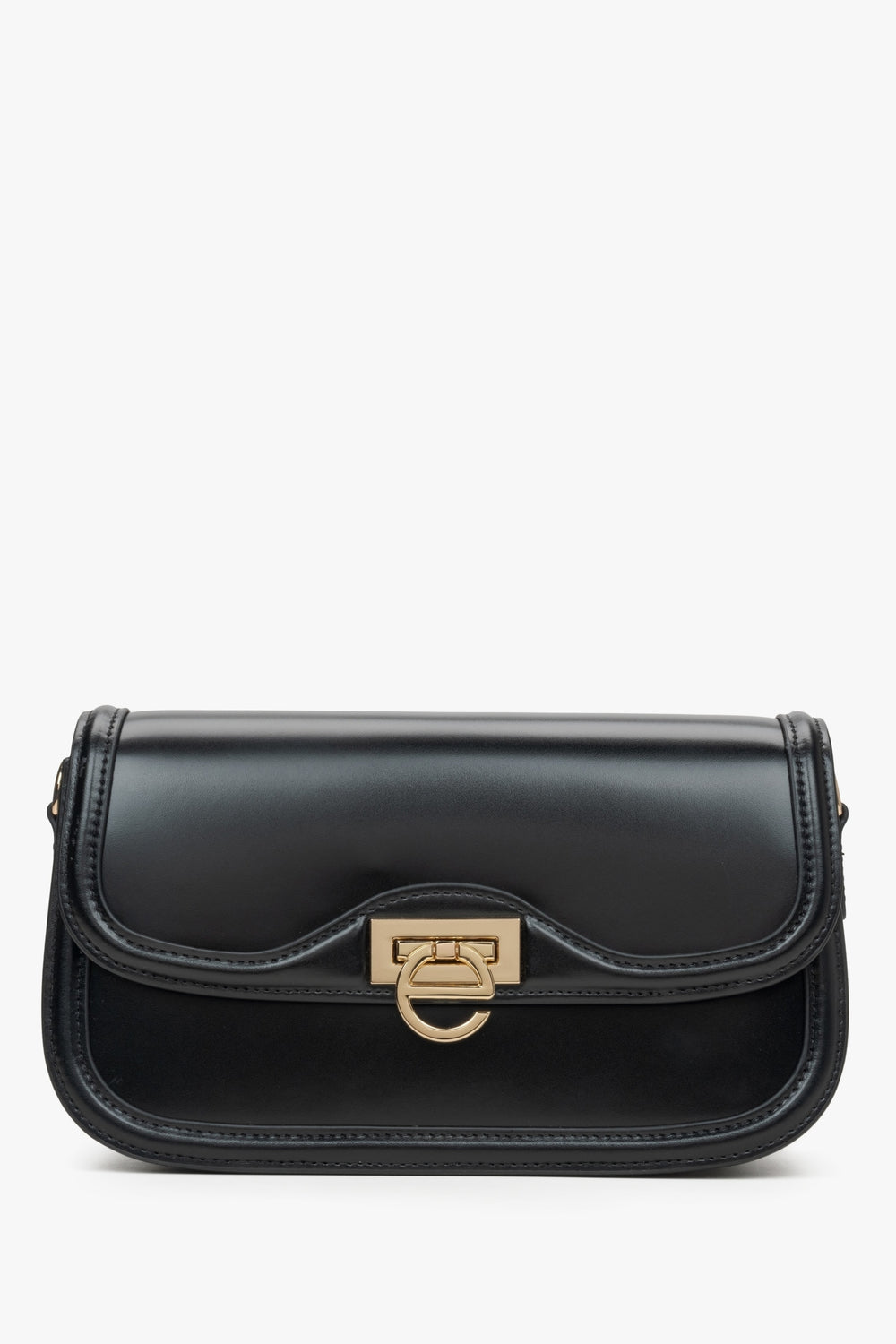 Women's Small Black Shoulder Bag with Gold Hardware Estro ER00115776.