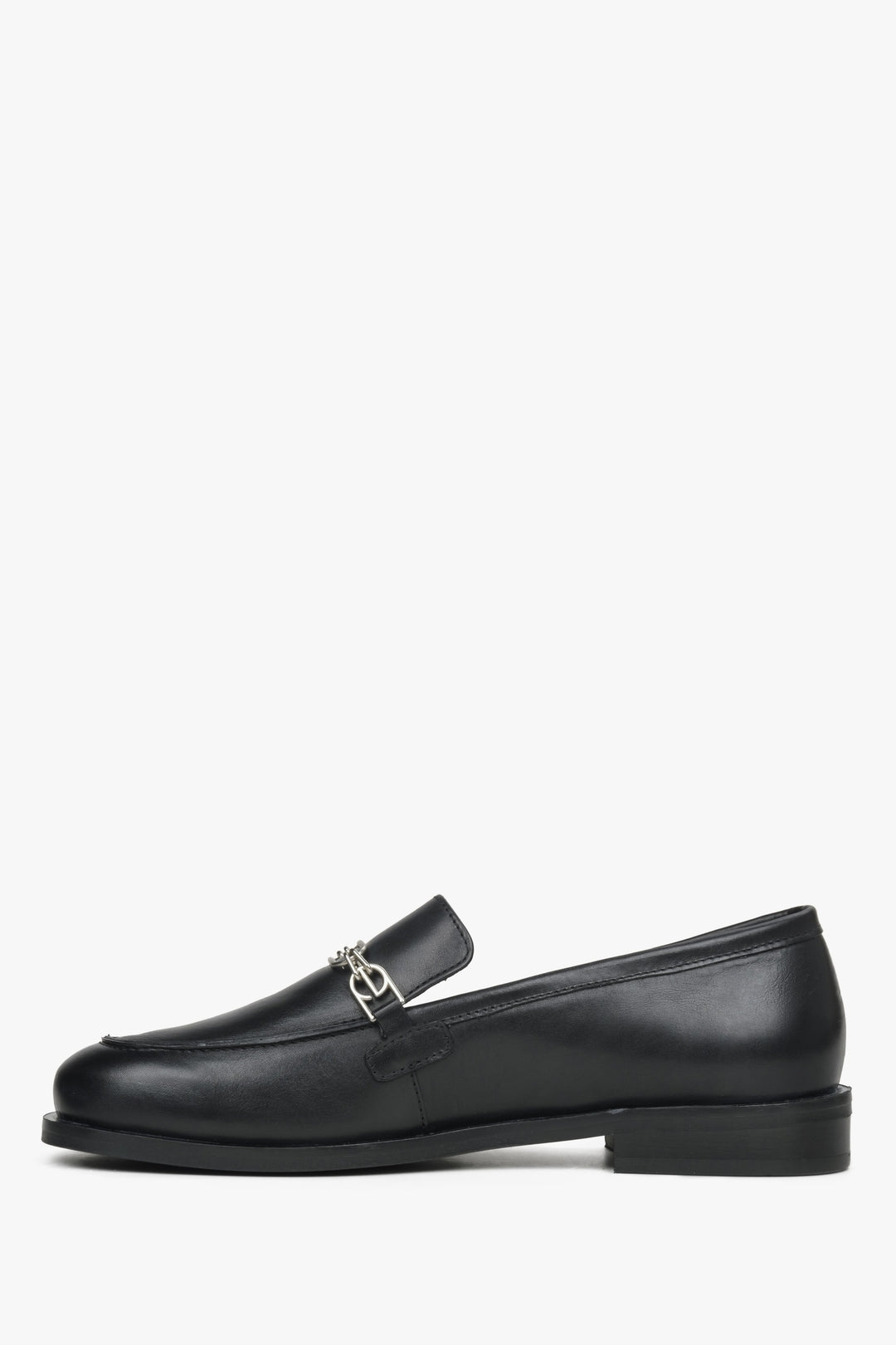 Women's black leather penny loafers Estro - shoe sideline.