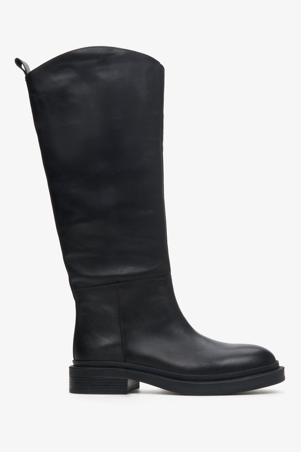 Women's Wide Calf Boots made of Black Genuine Leather Estro ER00113818