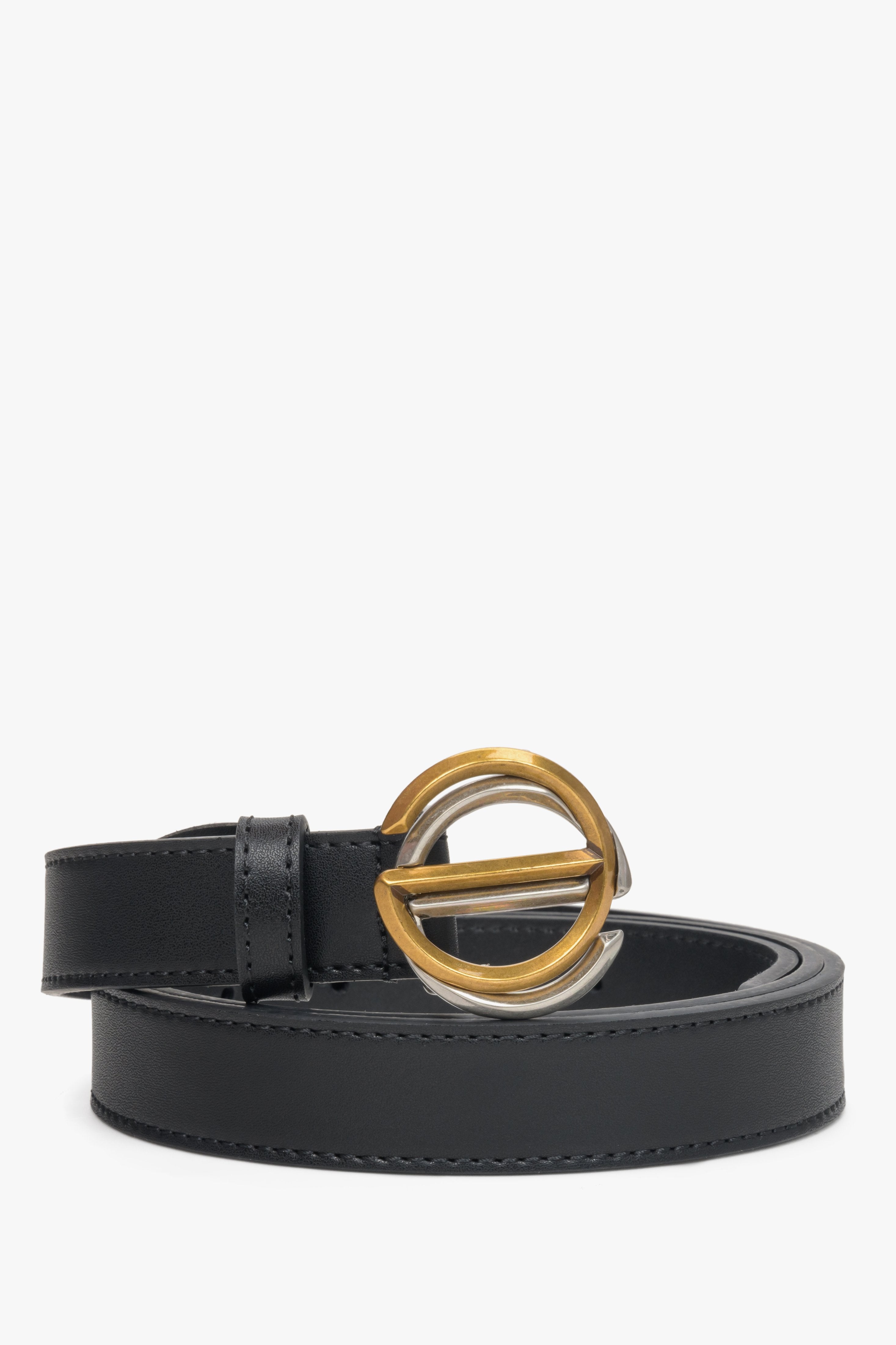 Women's Estro black belt with a gold-silver buckle.