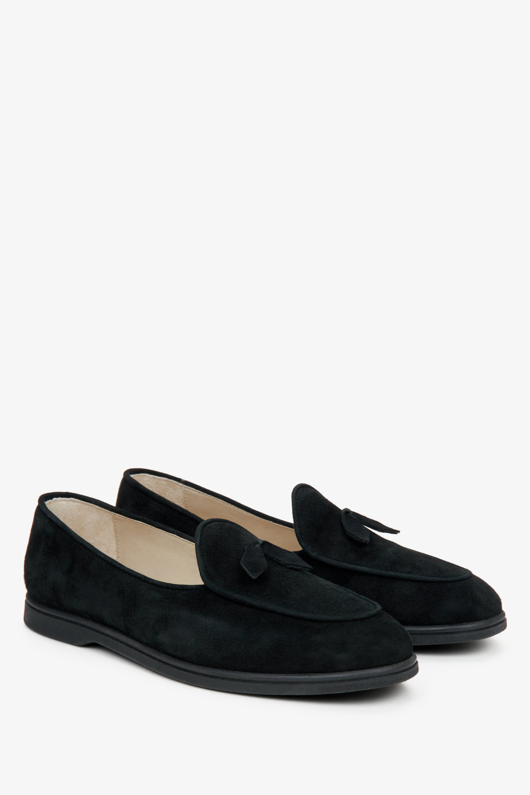 Women's black velour loafers by Estro.