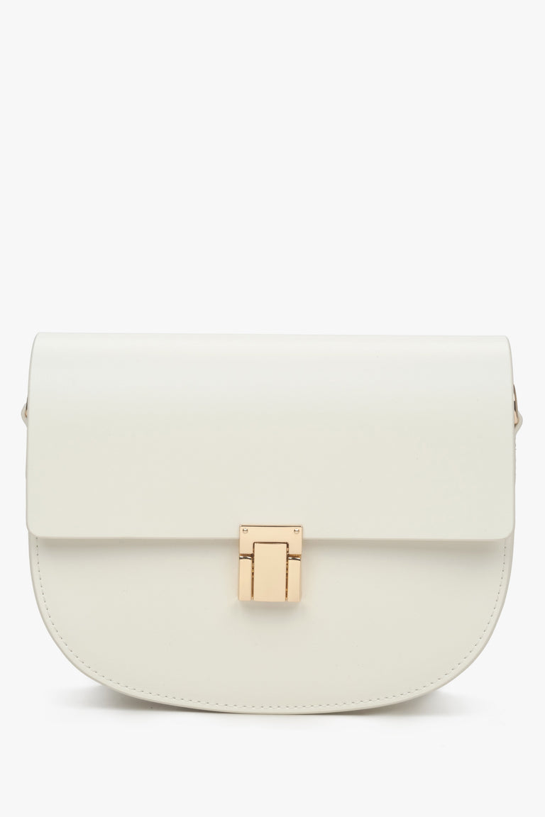 Women's Milky-Beige Leather Shoulder Bag Estro ER00115790.