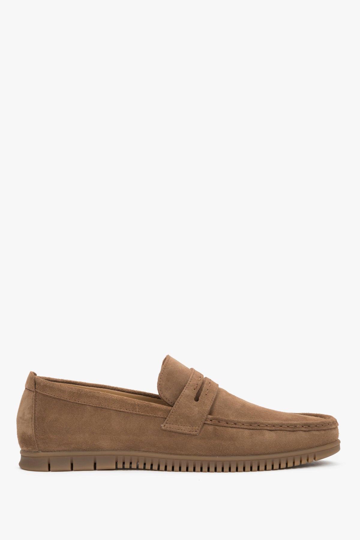 Men's Caramel Brown Loafers in Genuine Italian Premium Velour Estro ER00119484.