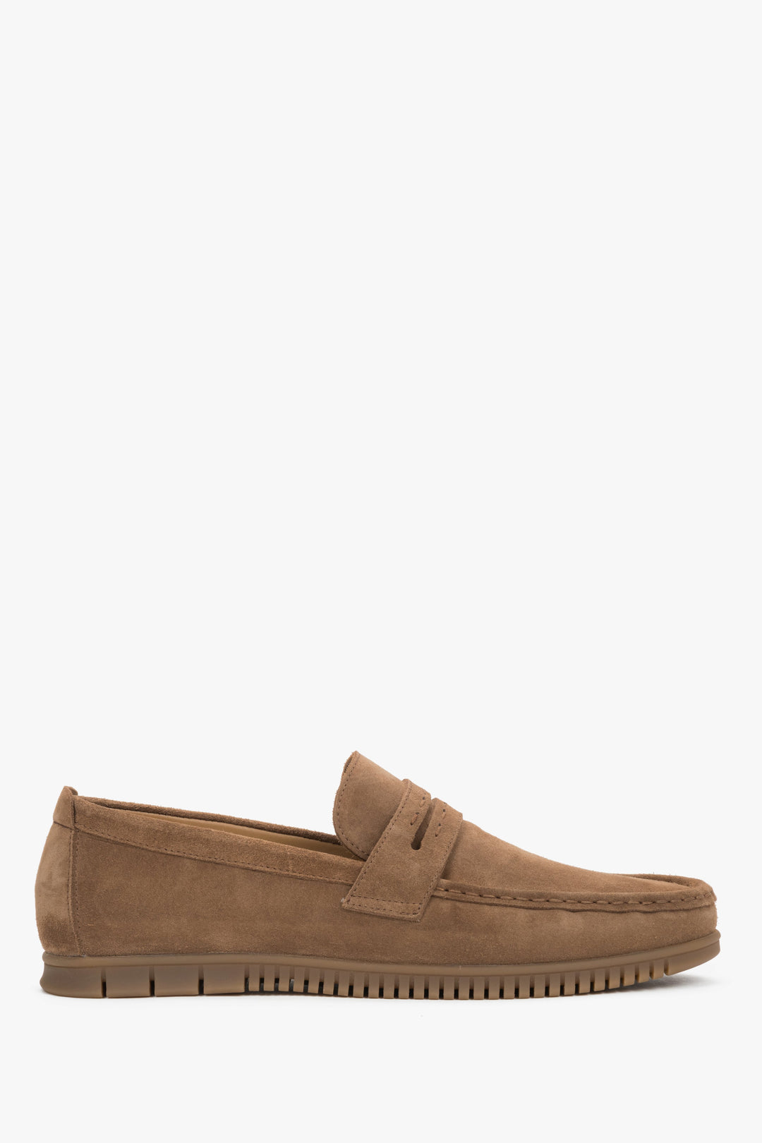 Men's Caramel Brown Loafers in Genuine Italian Premium Velour Estro ER00119484.