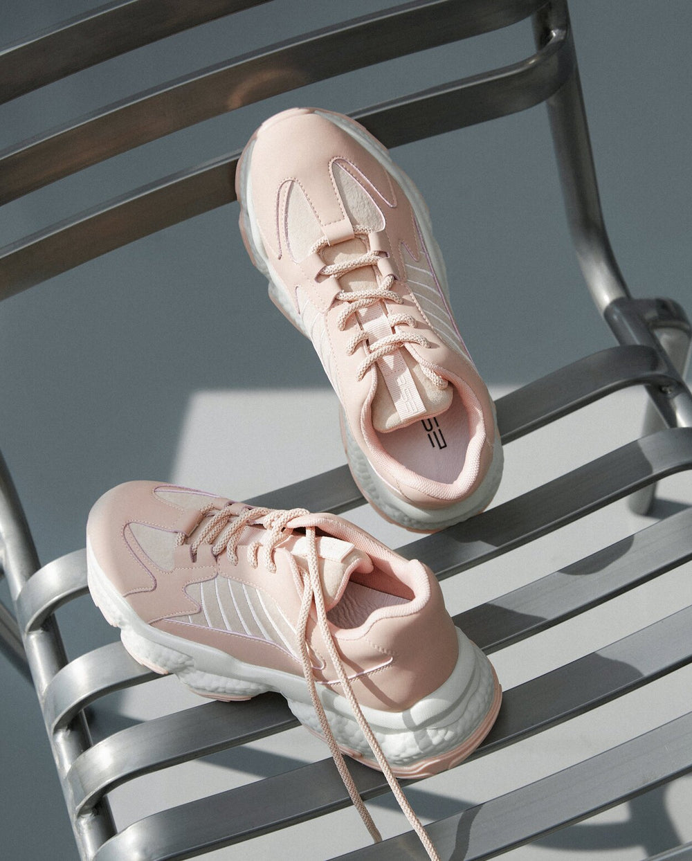 Pale Pink Chunky Platform Women's Sneakers with mixed materials ES 8 ER00113377.