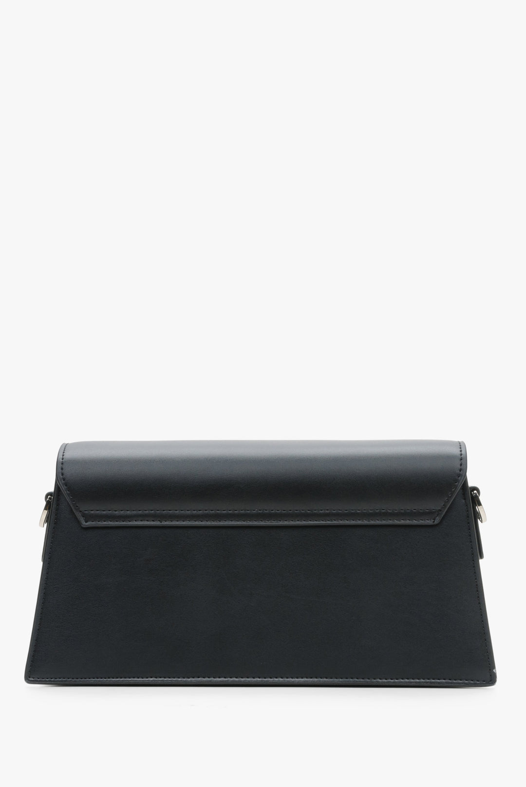 Women's black leather handbag by Estro - reverse side.