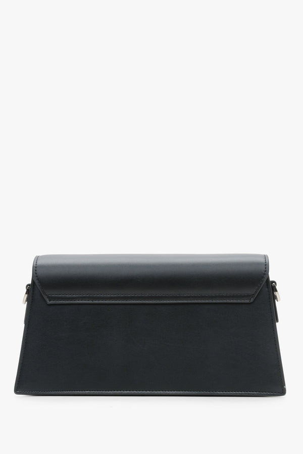 Women's black leather handbag by Estro - reverse side.