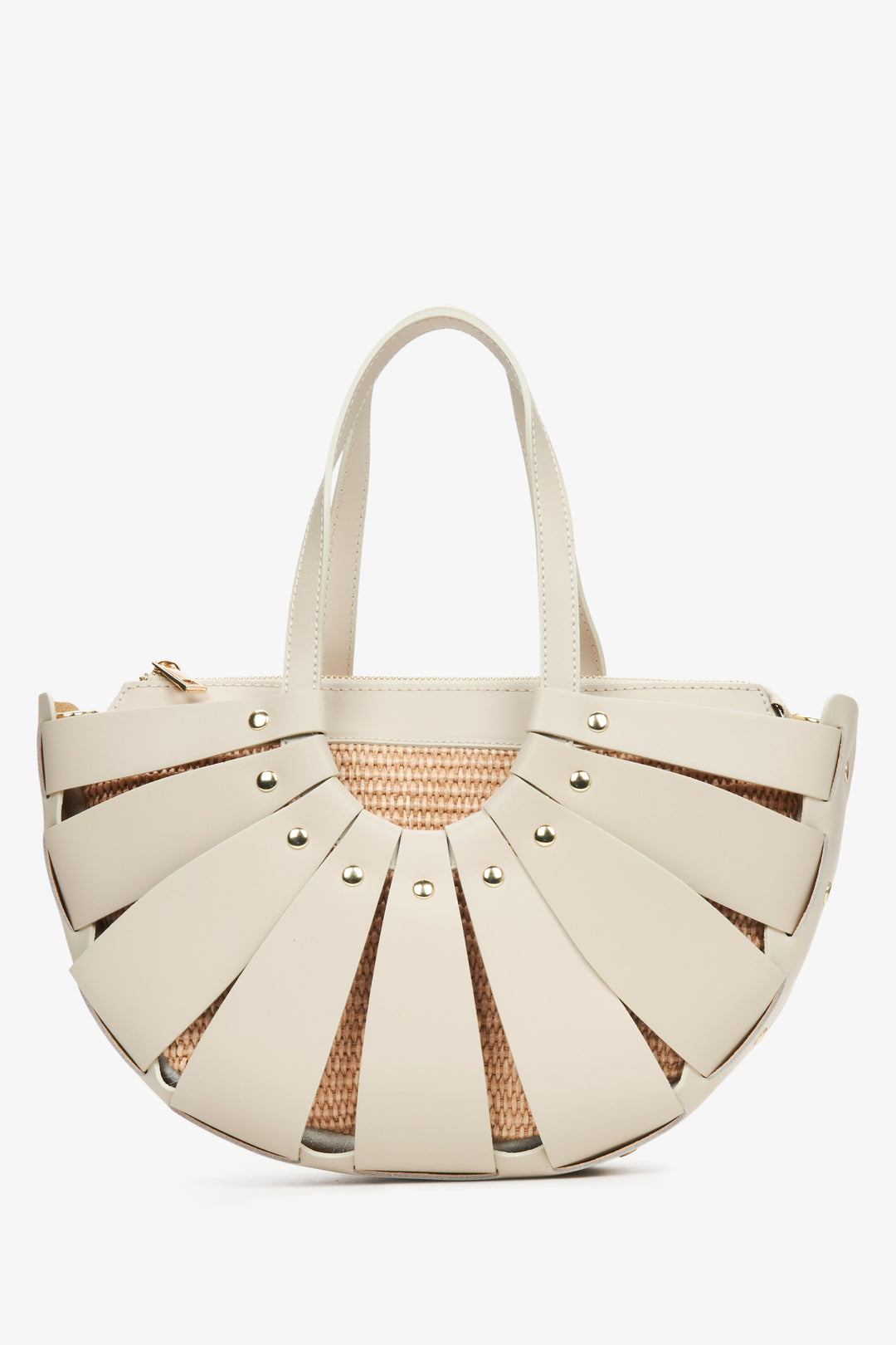 Estro beige leather women's handbag.