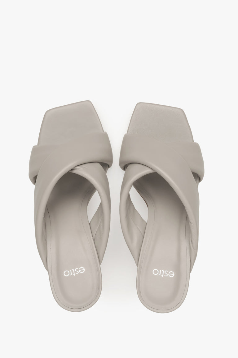 Low-Heeled Grey Slide Sandals for Women