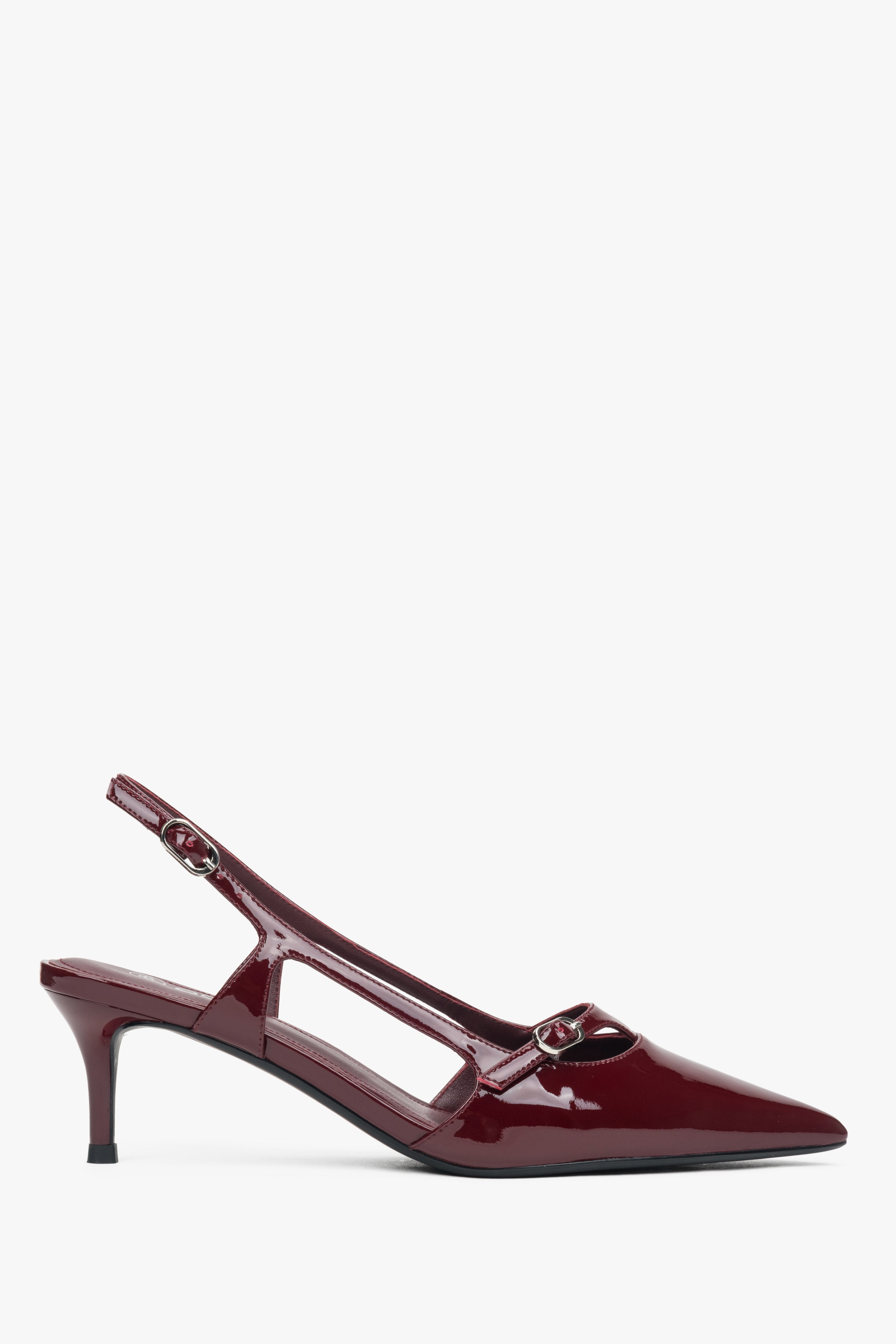 Women's Burgundy Leather Slingback Low-Heel Pumps Estro ER00116277