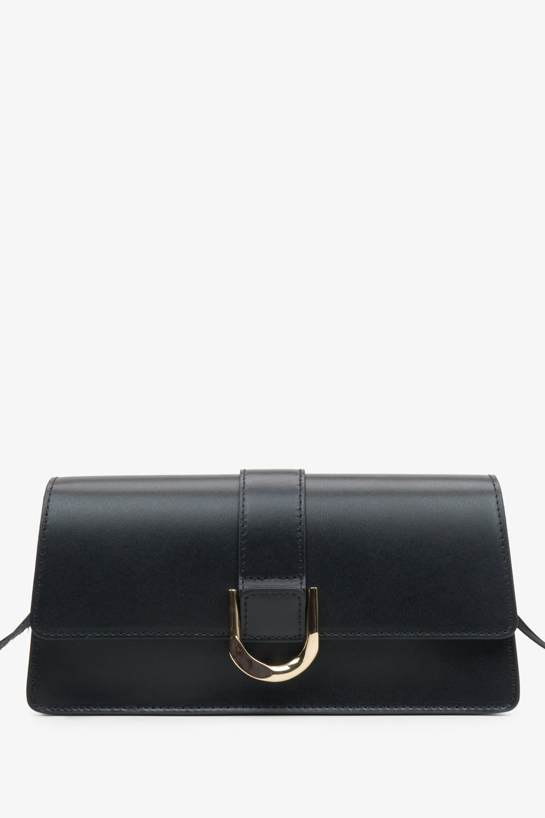 Women's Black Leather Handbag with Golden Accents Estro ER00114772