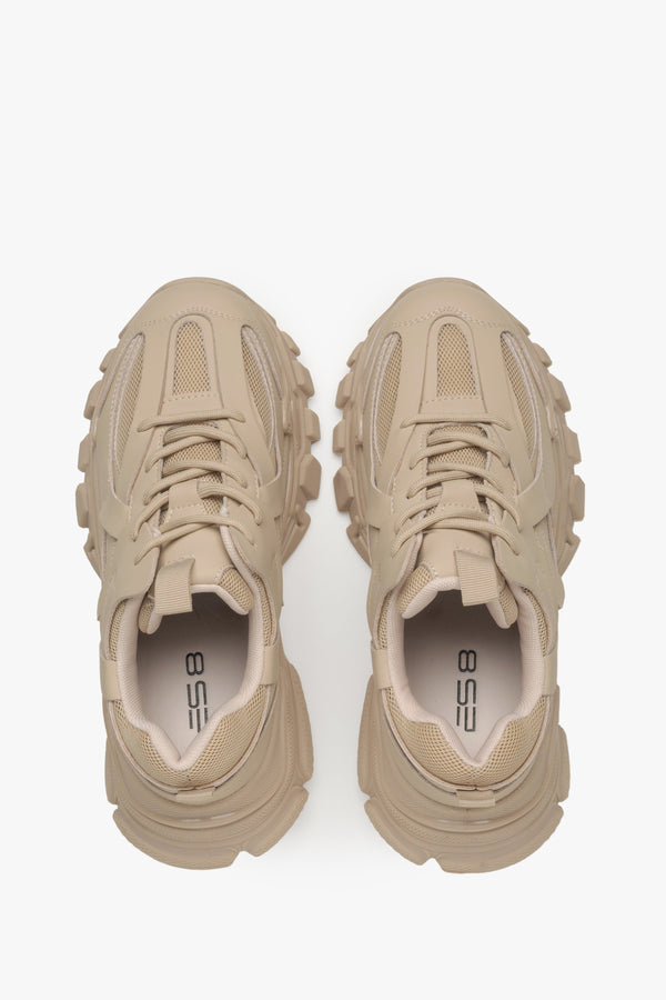 Women's Beige Low-Top Sneakers with a Chunky Platform ES8 ER00115759