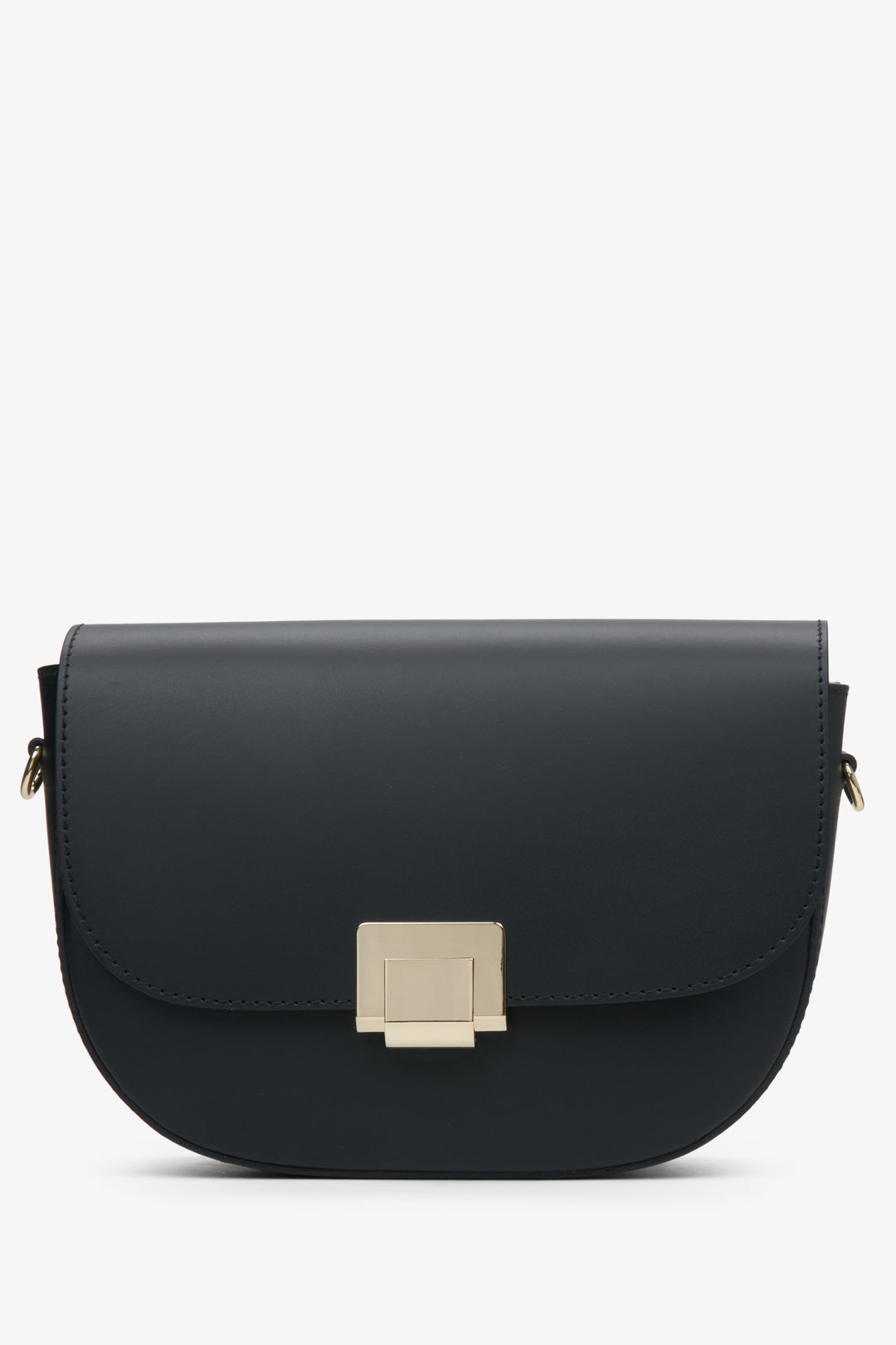Women's Black Semi-Circle Handbag made of Italian Genuine Leather Estro ER00114782