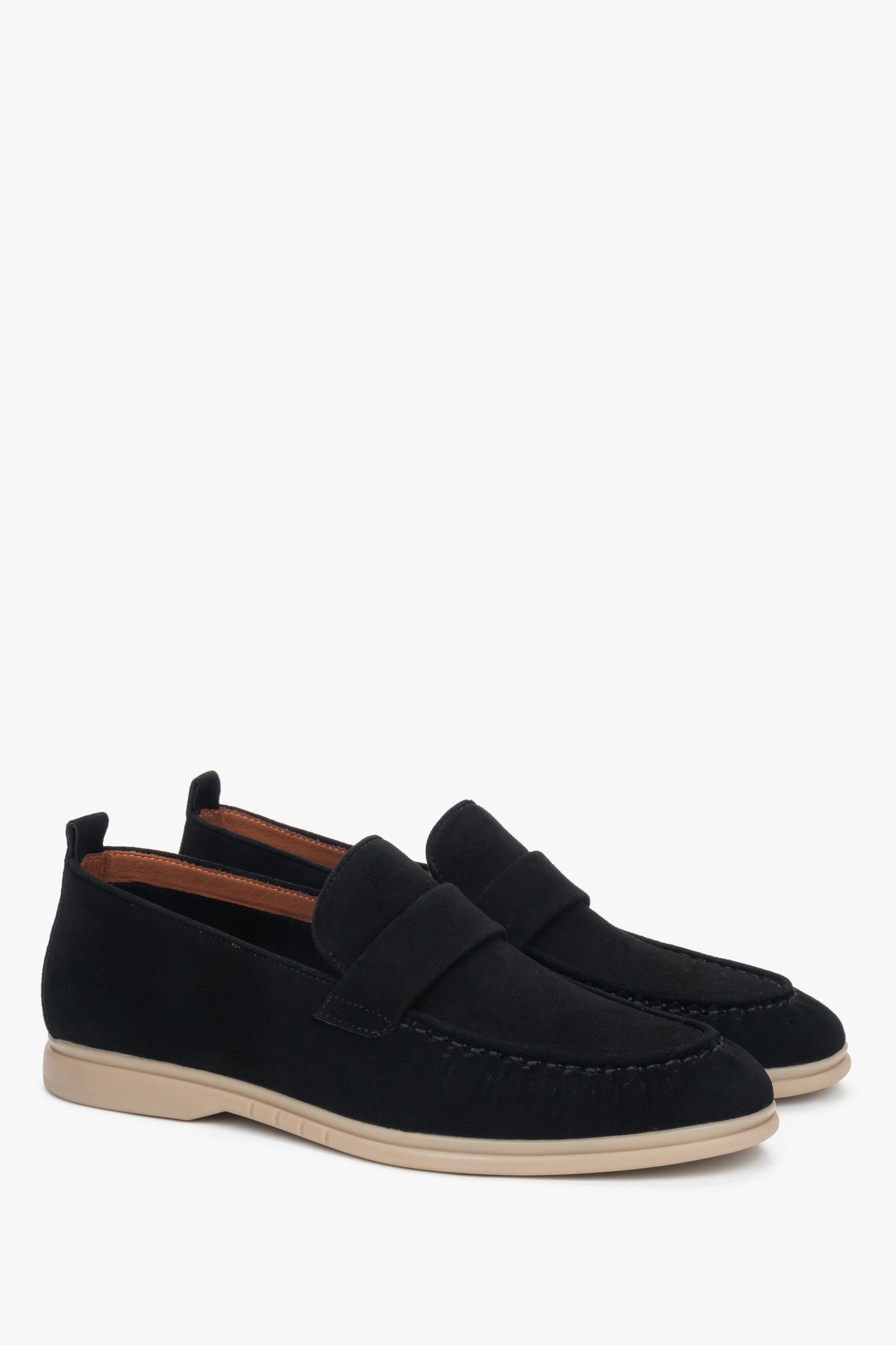 Men's classic black loafers made of soft genuine velour.