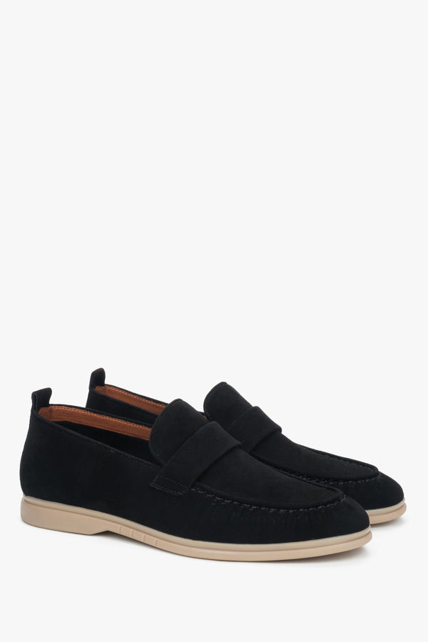 Men's classic black loafers made of soft genuine velour.