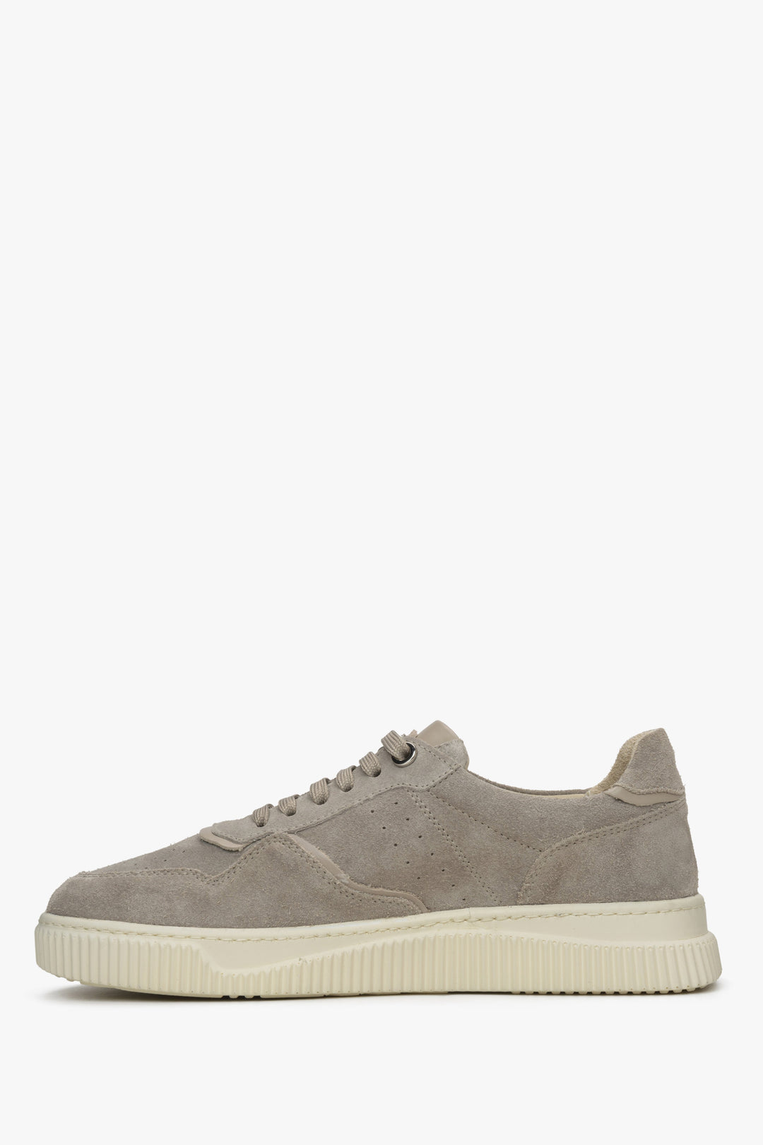 Estro women's grey-beige sneakers made of Italian genuine  velour - shoe profile.